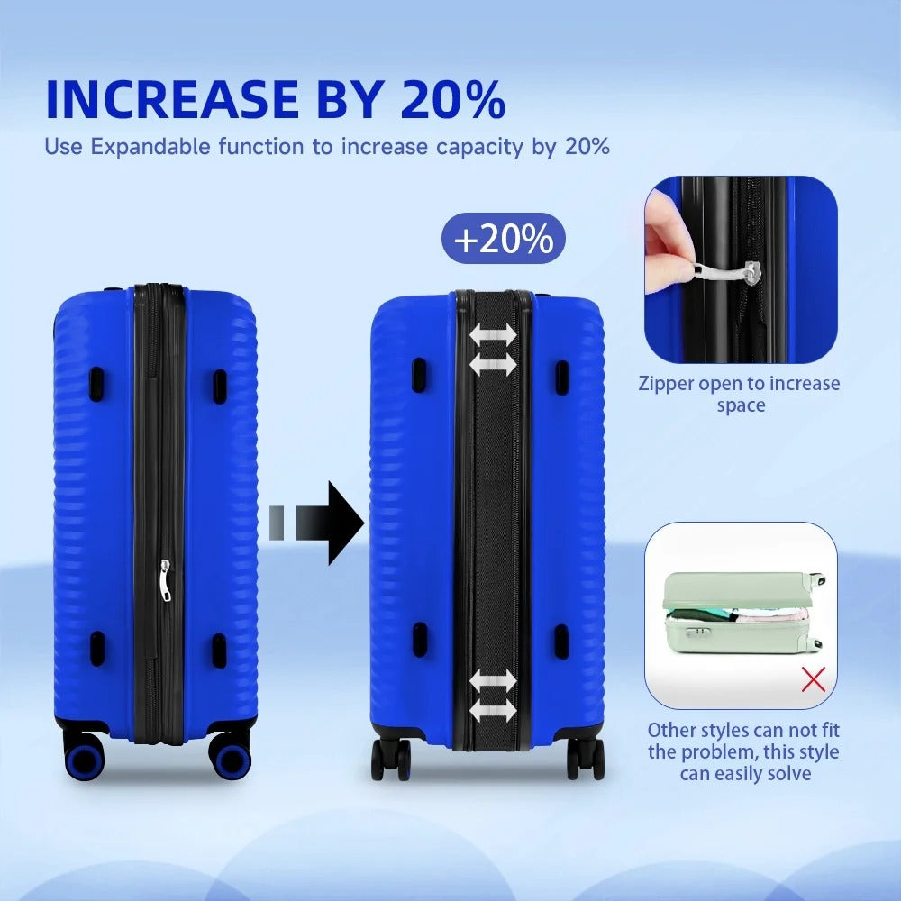 NEW YORK XPRESS Luggage Sets 3 Piece Hard side Expandable Luggage Sets with Spinner Wheels,Lightweight Hard Shell Travel Suitcase for Going Abroad,Family Trips (20/24/28in)