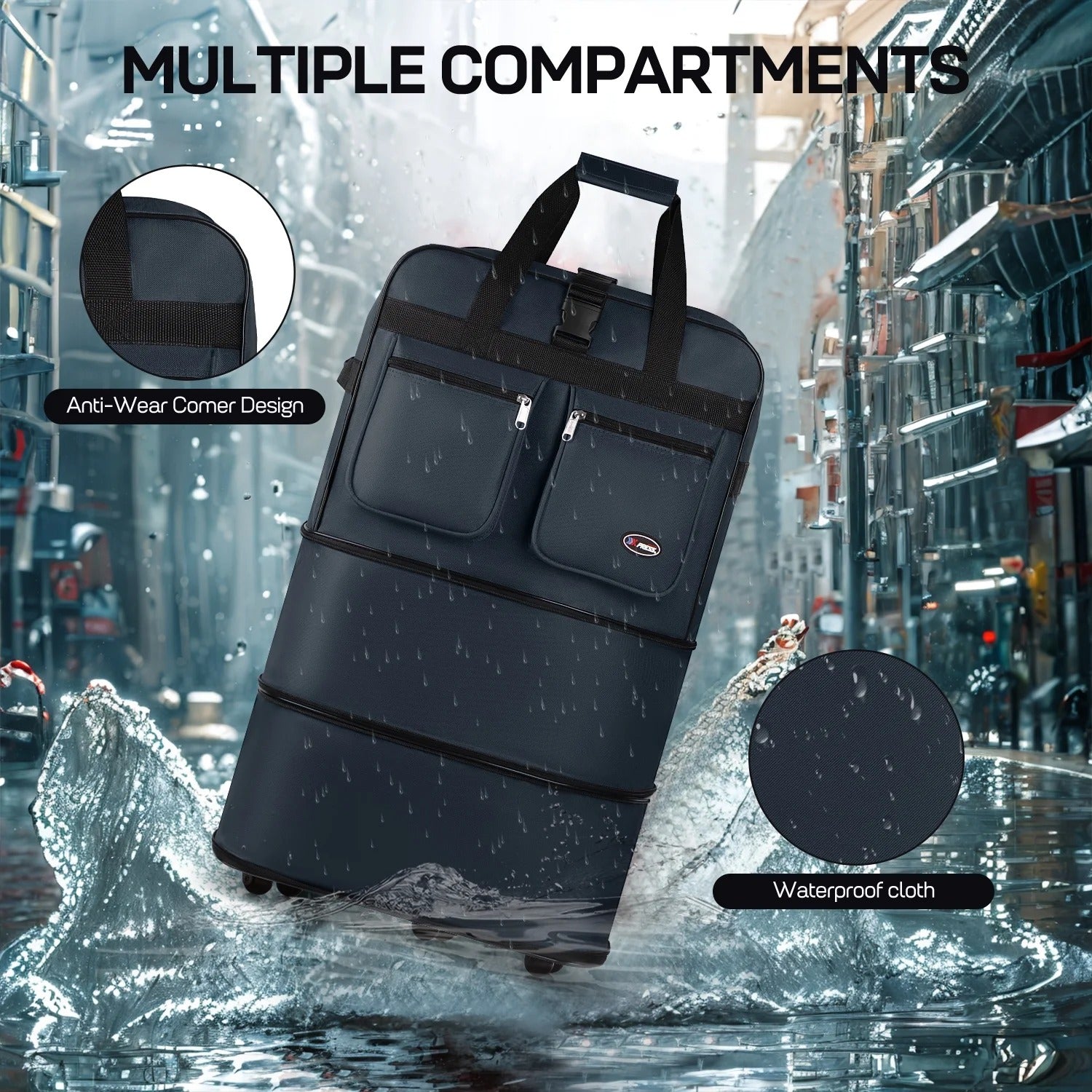 30" 36" 40" Expandable Foldable Luggage Bag with Universal Wheels and Grab Handle,3-Layer Collapsible Large Travel Rolling Suitcase Bag for Home Storage Moving Travel