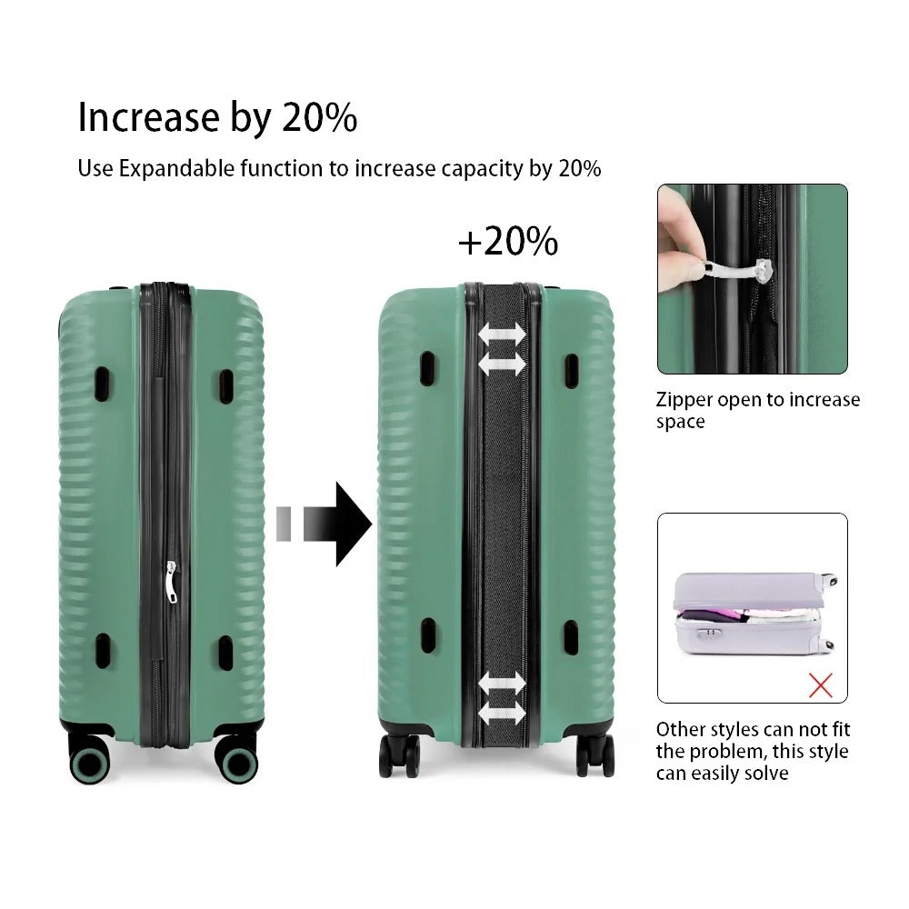 NEW YORK XPRESS Luggage Sets 3 Piece Hard side Expandable Luggage Sets with Spinner Wheels,Lightweight Hard Shell Travel Suitcase for Going Abroad,Family Trips (20/24/28in)