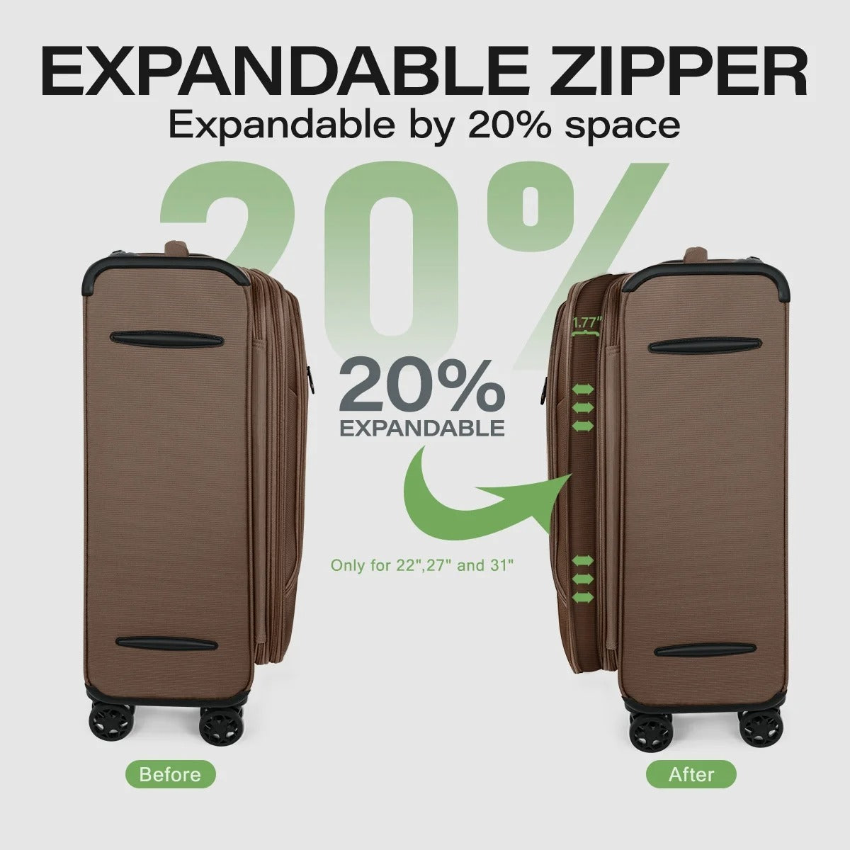 NEW YORK XPRESS 3 Piece Luggage Sets Expandable Softside Luggage Sets with Spinner Wheels and TSA Lock,Lightweight Travel Suitcase Set (20"/26"/28")