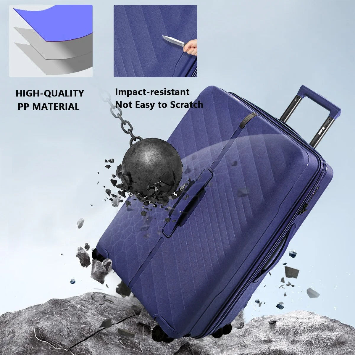 NEW YORK XPRESS 3 Piece Luggage Sets with Spinner Wheels, PP Hardshell Expandable Luggage with TSA Lock, Hardside Lightweight Suitcase Set-20" Carry on Luggage,26"Checked Luggage,30" Checked Luggage