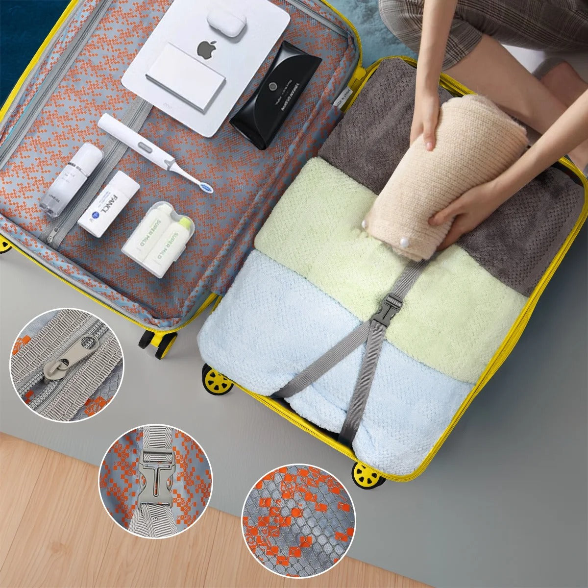 NEW YORK XPRESS 3PCS Luggage Set (20"/24"/28") Hardshell Expandable Suitcase with 4 Double Spinner Wheels, Lightweight Hardside ABS Luggage, Travel Suitcase Set for Women & Men