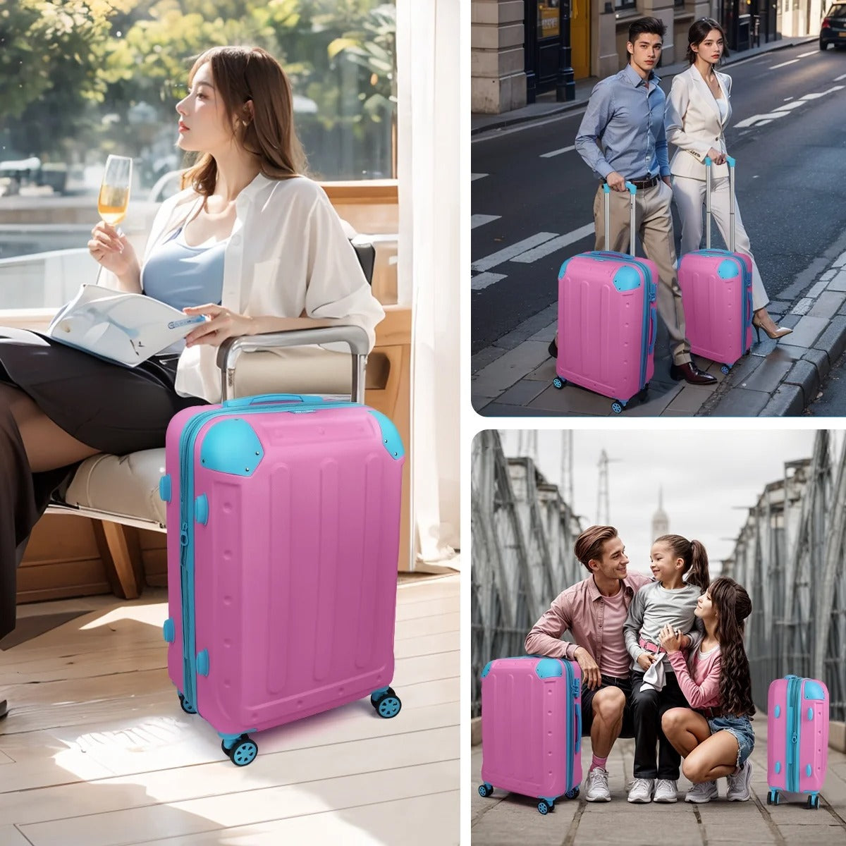 NEW YORK XPRESS 3PCS Luggage Set (20"/24"/28") Hardshell Expandable Suitcase with 4 Double Spinner Wheels, Lightweight Hardside ABS Luggage, Travel Suitcase Set for Women & Men