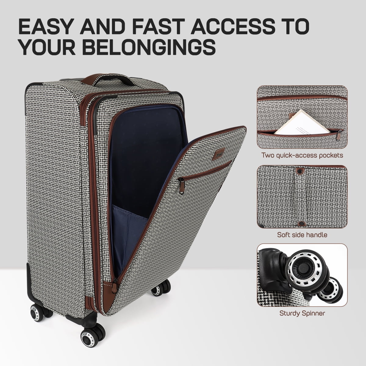 NEW YORK XPRESS 3 Piece Luggage Sets, Lightweight Expandable Soft side Luggage with Spinner Wheels, Large Travel Suitcase w/TSA Lock,20"Carry on Luggage,26"Checked Luggage and 30"Checked Luggage