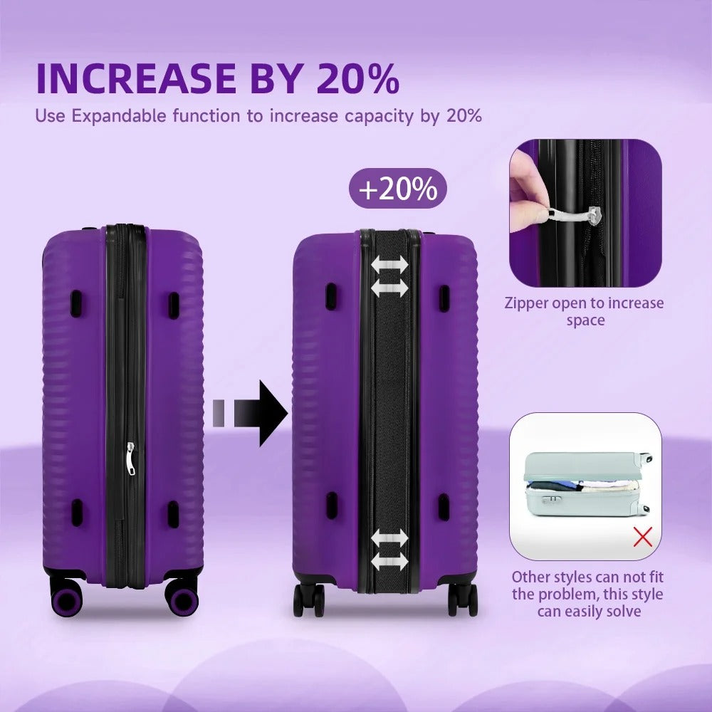 NEW YORK XPRESS Luggage Sets 3 Piece Hard side Expandable Luggage Sets with Spinner Wheels,Lightweight Hard Shell Travel Suitcase for Going Abroad,Family Trips (20/24/28in)