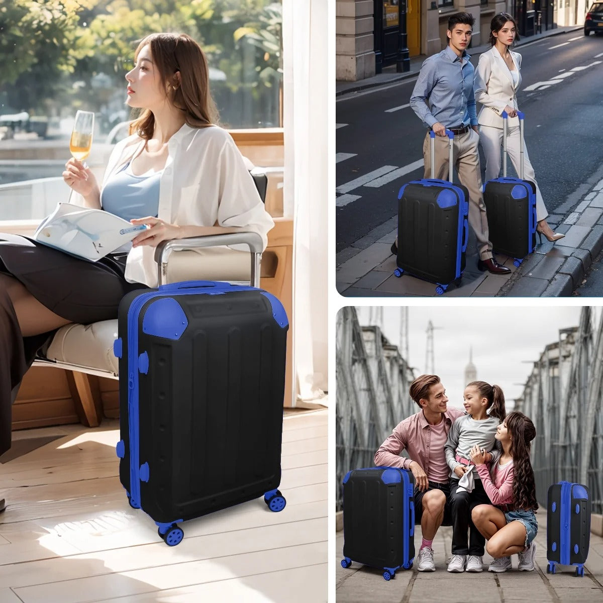 NEW YORK XPRESS 3PCS Luggage Set (20"/24"/28") Hardshell Expandable Suitcase with 4 Double Spinner Wheels, Lightweight Hardside ABS Luggage, Travel Suitcase Set for Women & Men