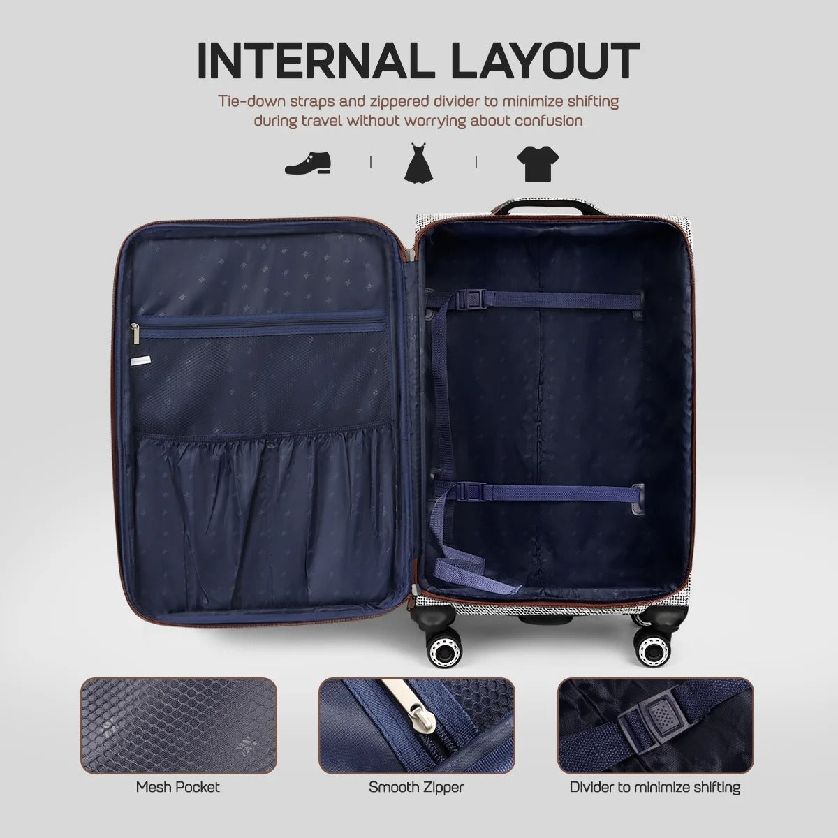 NEW YORK XPRESS 3 Piece Luggage Sets, Lightweight Expandable Soft side Luggage with Spinner Wheels, Large Travel Suitcase w/TSA Lock,20"Carry on Luggage,26"Checked Luggage and 30"Checked Luggage