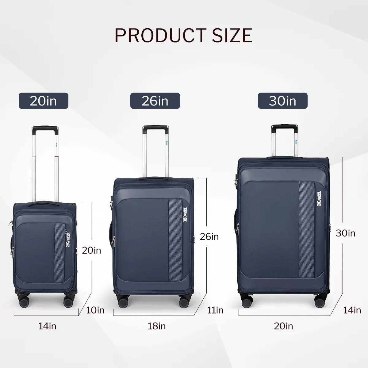 NEW YORK XPRESS 3PCS Soft side Luggage Sets Expandable Luggage with TSA Lock, Lightweight Spinning Wheels Suitcase Set(20/26/30) Trolley Bags for Travel, Going Abroad, Family Trips