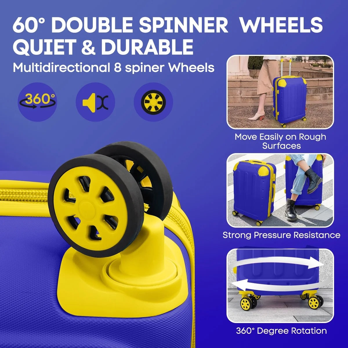 NEW YORK XPRESS 3PCS Luggage Set (20"/24"/28") Hardshell Expandable Suitcase with 4 Double Spinner Wheels, Lightweight Hardside ABS Luggage, Travel Suitcase Set for Women & Men