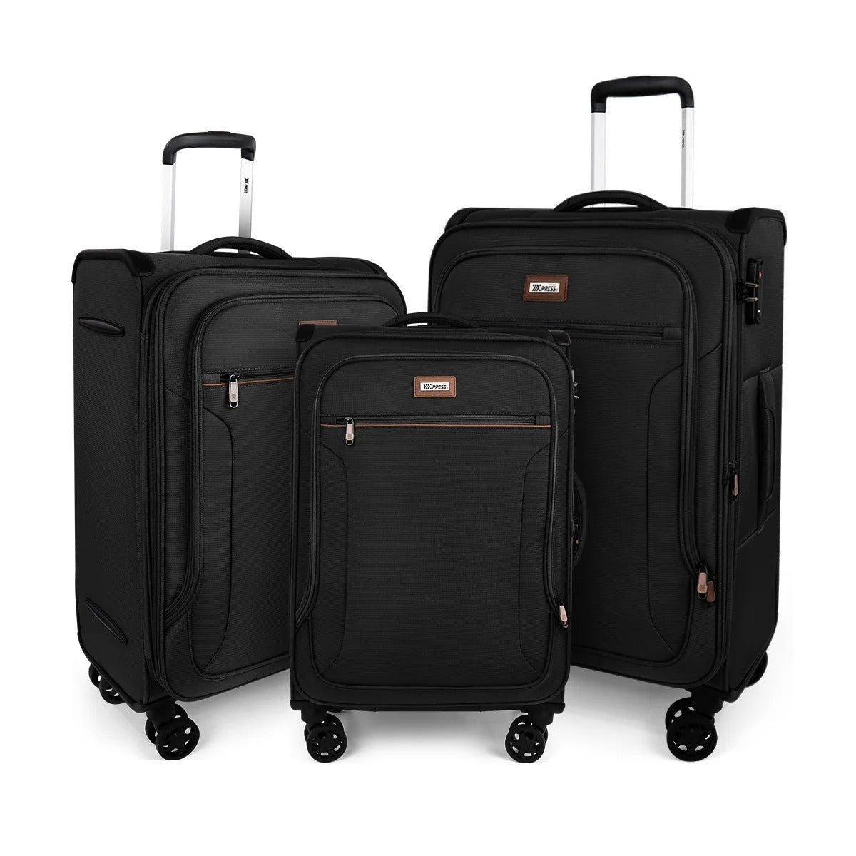 NEW YORK XPRESS 3 Piece Luggage Sets Expandable Softside Luggage Sets with Spinner Wheels and TSA Lock,Lightweight Travel Suitcase Set (20"/26"/28")