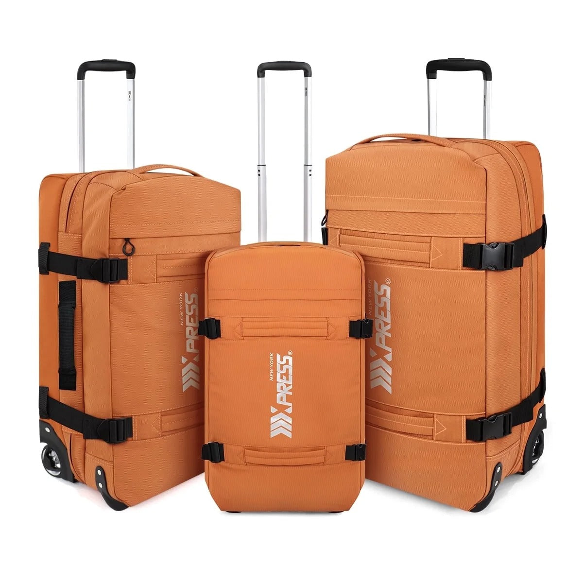 NEW YORK XPRESS 3PCS Soft side Roller Luggage Set, Waterproof Rolling Suitcase, Wheeled Travel Duffel Luggage for All Trip & Adventure,20in+26in+30in