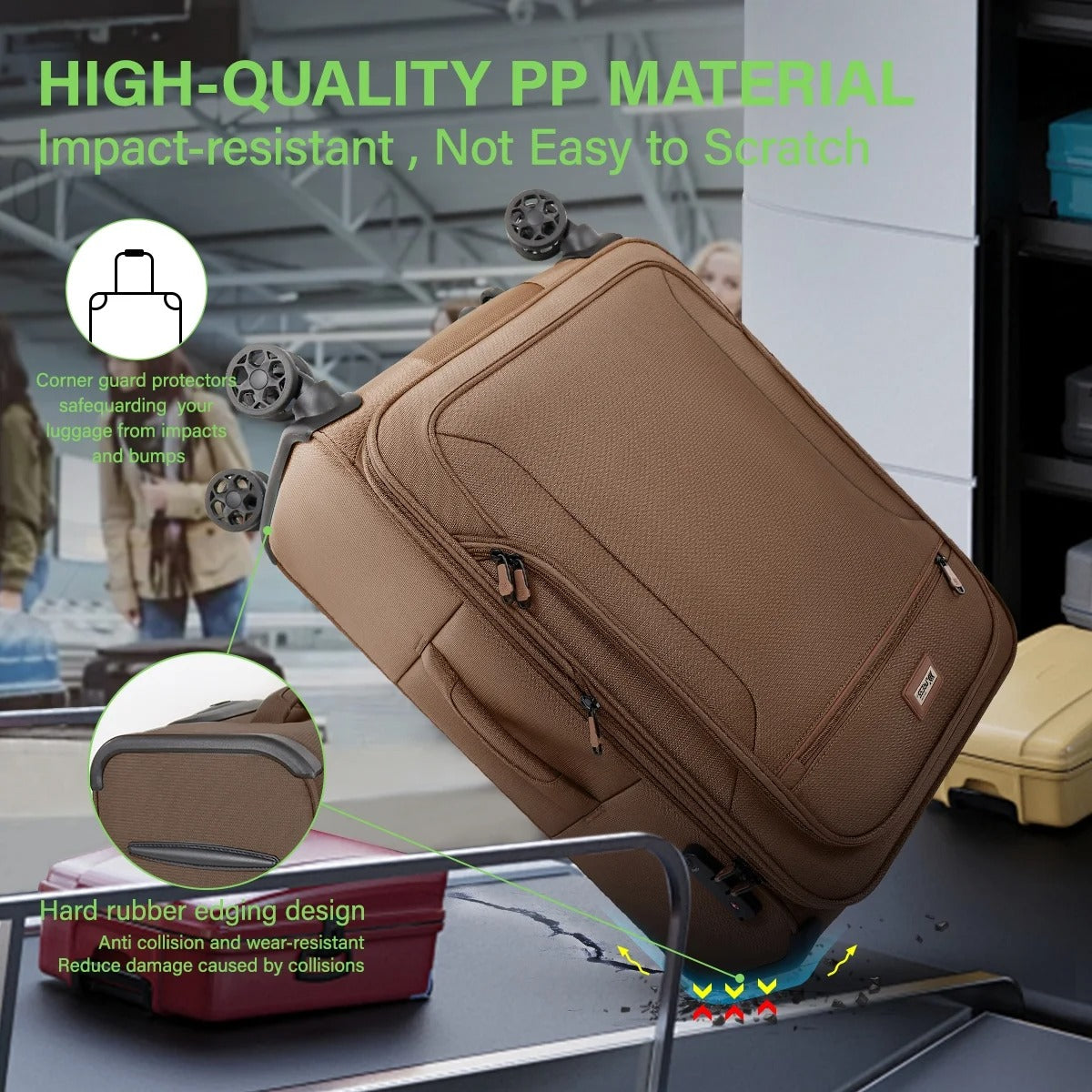 NEW YORK XPRESS 3 Piece Luggage Sets Expandable Softside Luggage Sets with Spinner Wheels and TSA Lock,Lightweight Travel Suitcase Set (20"/26"/28")