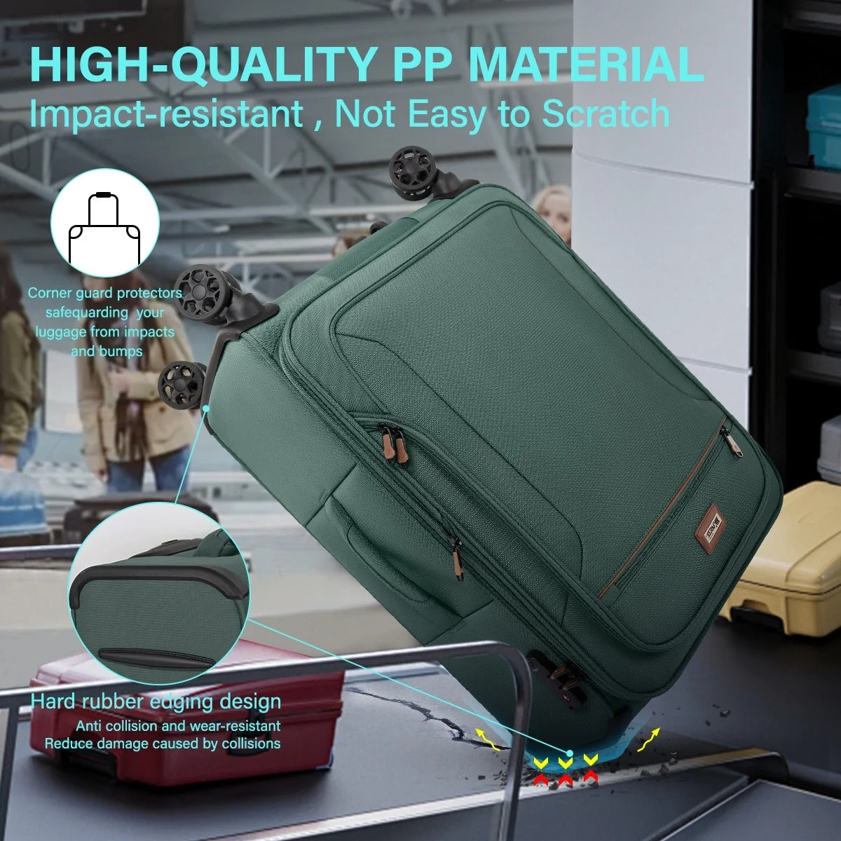 NEW YORK XPRESS 3 Piece Luggage Sets Expandable Softside Luggage Sets with Spinner Wheels and TSA Lock,Lightweight Travel Suitcase Set (20"/26"/28")