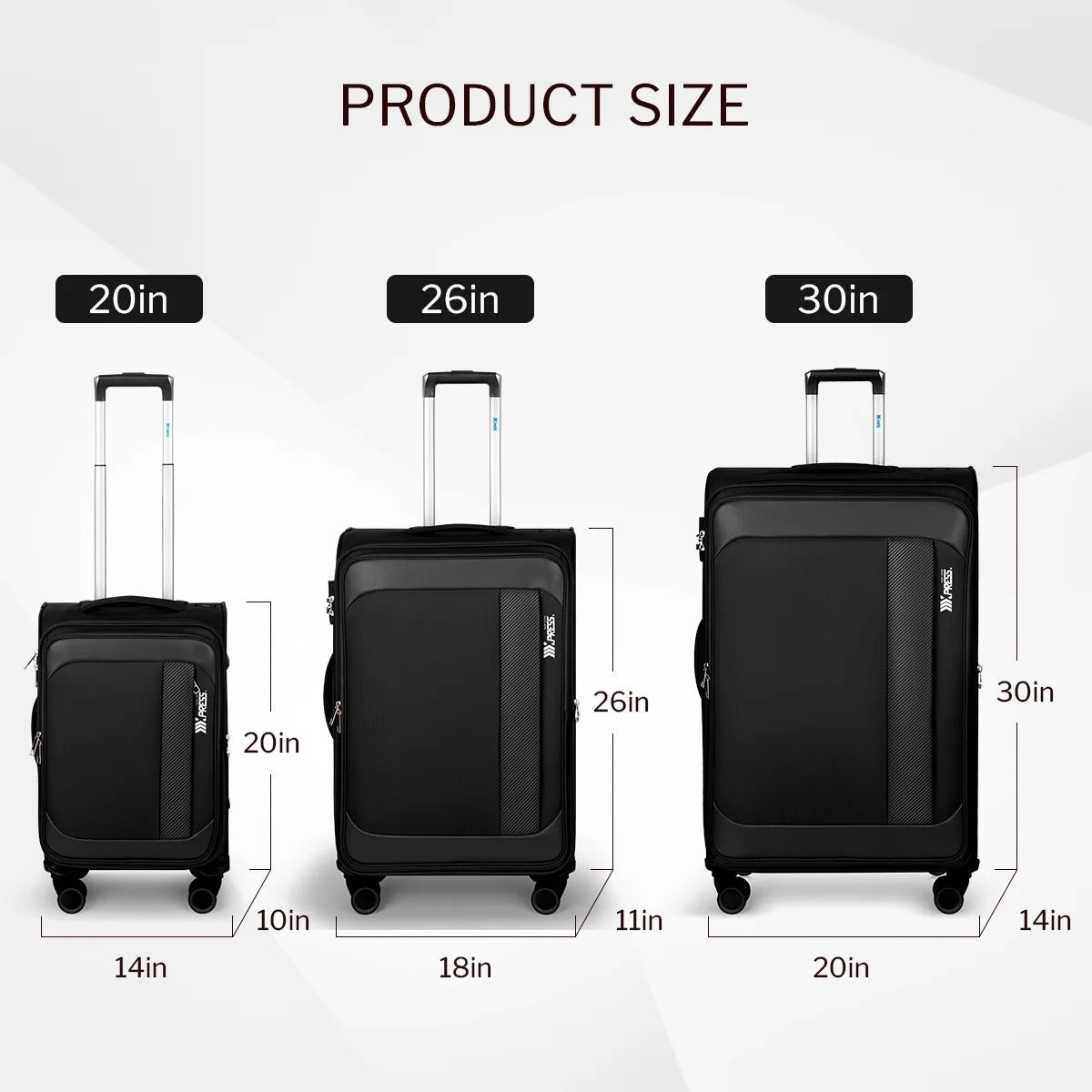 NEW YORK XPRESS 3PCS Soft side Luggage Sets Expandable Luggage with TSA Lock, Lightweight Spinning Wheels Suitcase Set(20/26/30) Trolley Bags for Travel, Going Abroad, Family Trips