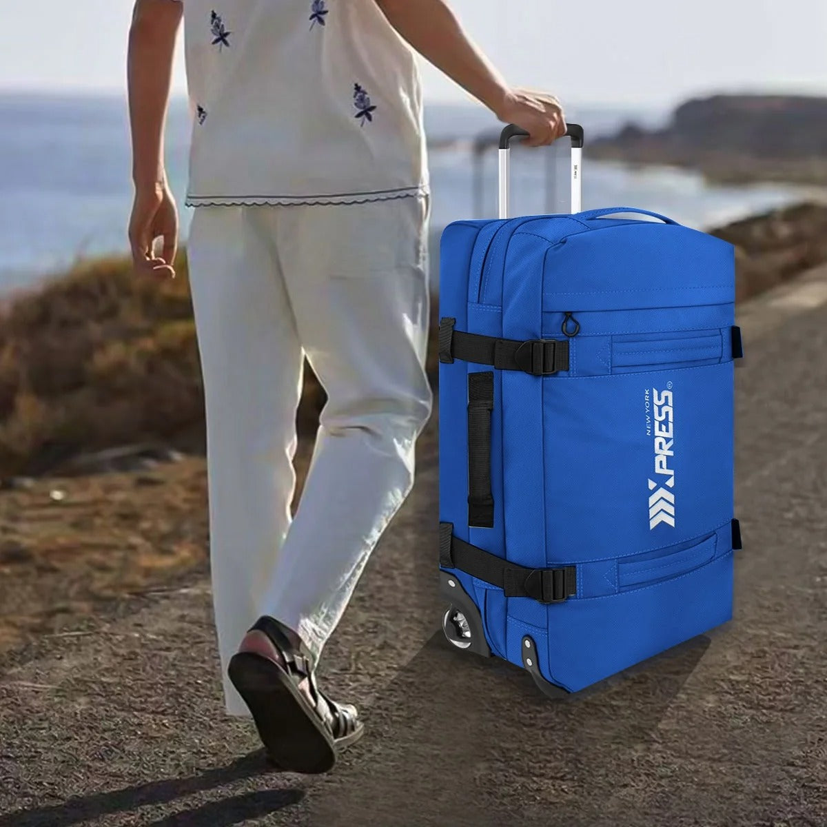 NEW YORK XPRESS 3PCS Soft side Roller Luggage Set, Waterproof Rolling Suitcase, Wheeled Travel Duffel Luggage for All Trip & Adventure,20in+26in+30in