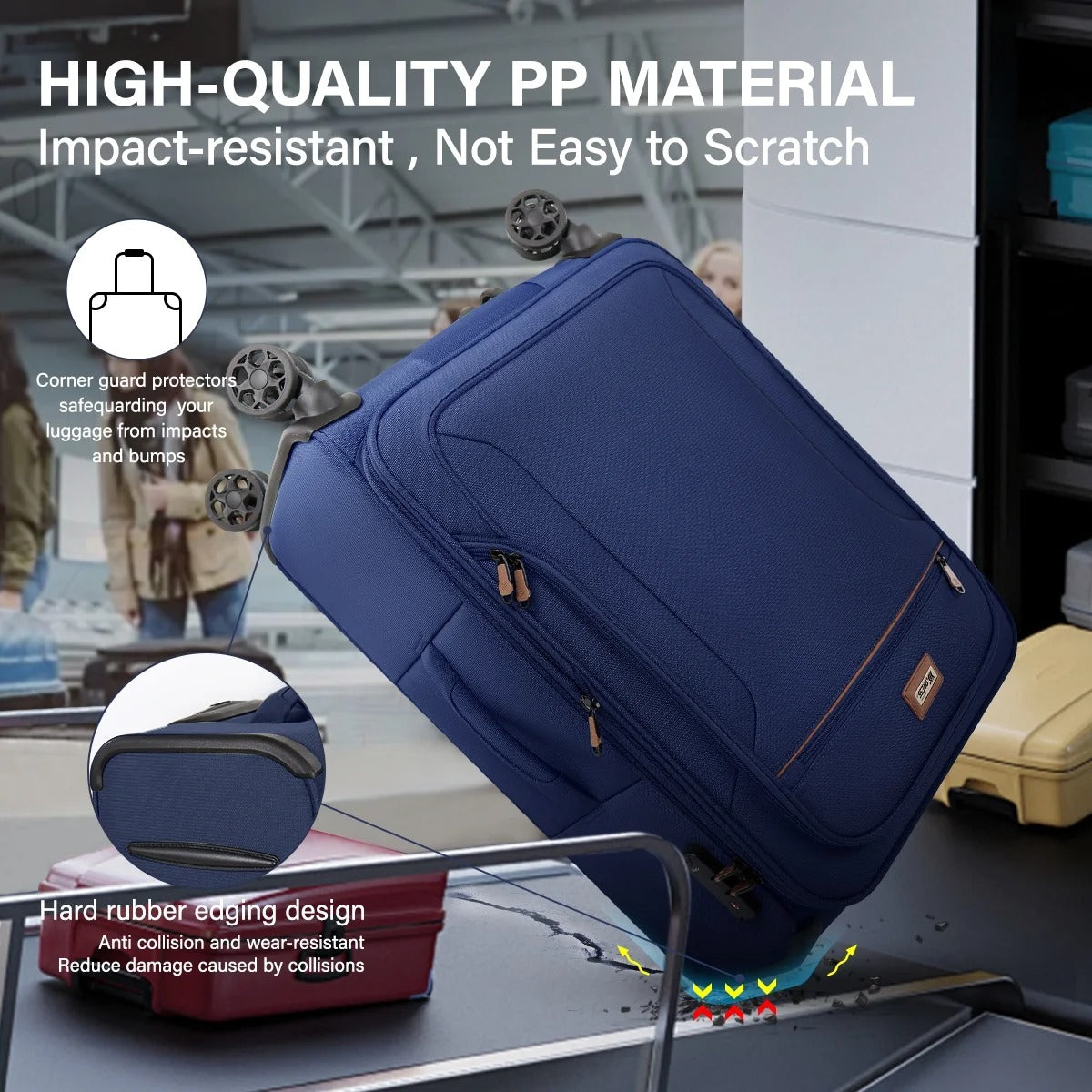 NEW YORK XPRESS 3 Piece Luggage Sets Expandable Softside Luggage Sets with Spinner Wheels and TSA Lock,Lightweight Travel Suitcase Set (20"/26"/28")