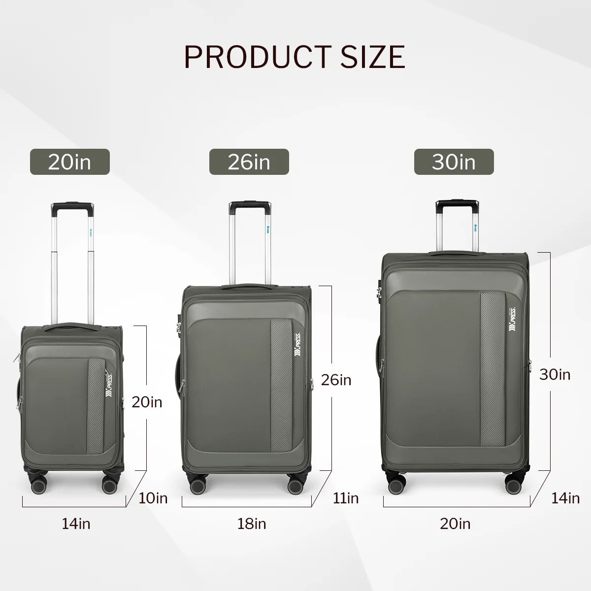 NEW YORK XPRESS 3PCS Soft side Luggage Sets Expandable Luggage with TSA Lock, Lightweight Spinning Wheels Suitcase Set(20/26/30) Trolley Bags for Travel, Going Abroad, Family Trips