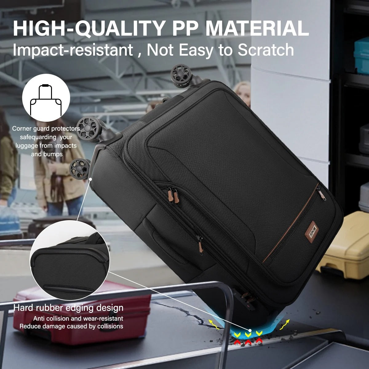 NEW YORK XPRESS 3 Piece Luggage Sets Expandable Softside Luggage Sets with Spinner Wheels and TSA Lock,Lightweight Travel Suitcase Set (20"/26"/28")