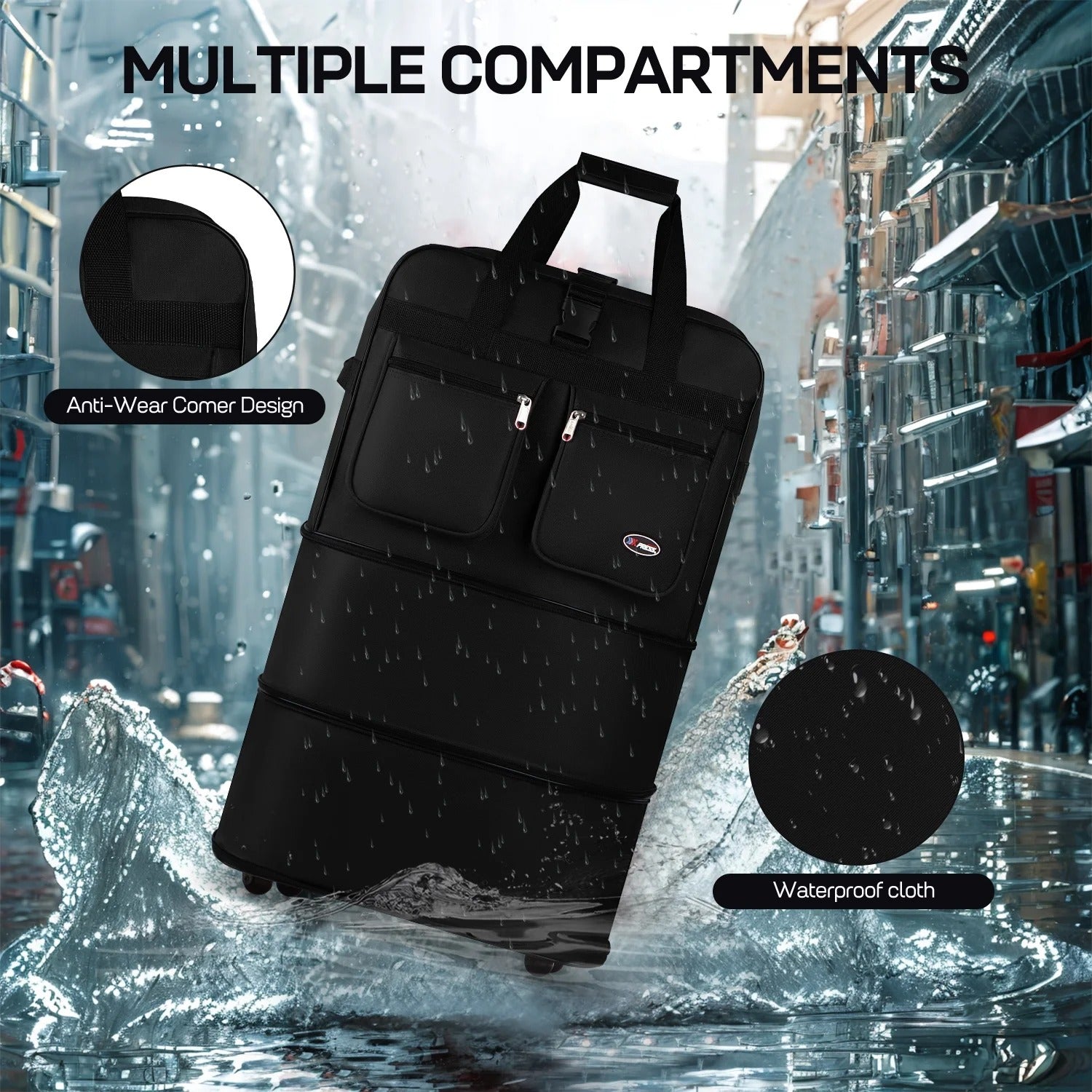 30" 36" 40" Expandable Foldable Luggage Bag with Universal Wheels and Grab Handle,3-Layer Collapsible Large Travel Rolling Suitcase Bag for Home Storage Moving Travel