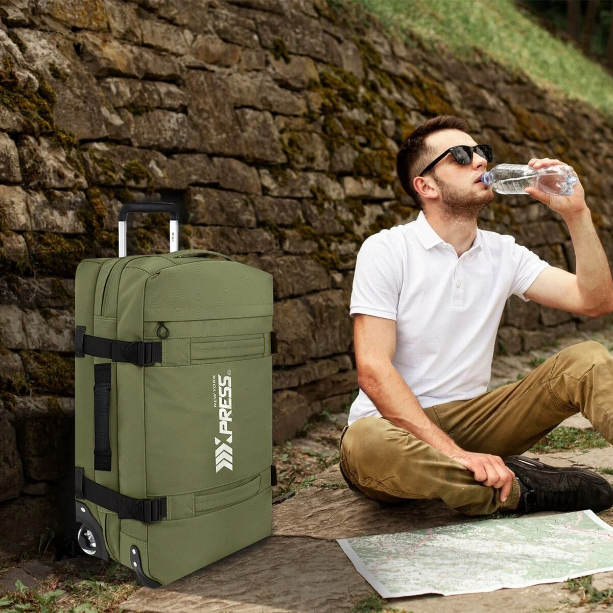 NEW YORK XPRESS 3PCS Soft side Roller Luggage Set, Waterproof Rolling Suitcase, Wheeled Travel Duffel Luggage for All Trip & Adventure,20in+26in+30in