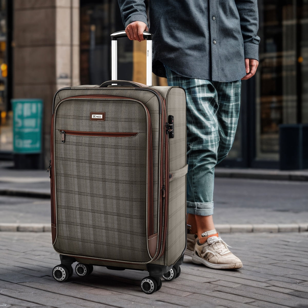 NEW YORK XPRESS 3 Piece Luggage Sets, Lightweight Expandable Soft side Luggage with Spinner Wheels, Large Travel Suitcase w/TSA Lock,20"Carry on Luggage,26"Checked Luggage and 30"Checked Luggage