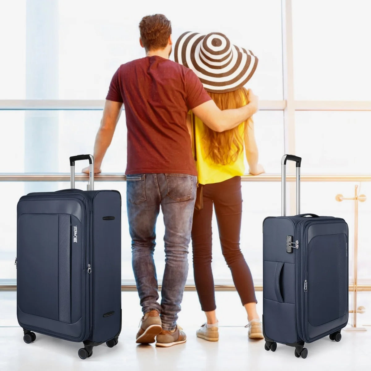 NEW YORK XPRESS 3PCS Soft side Luggage Sets Expandable Luggage with TSA Lock, Lightweight Spinning Wheels Suitcase Set(20/26/30) Trolley Bags for Travel, Going Abroad, Family Trips