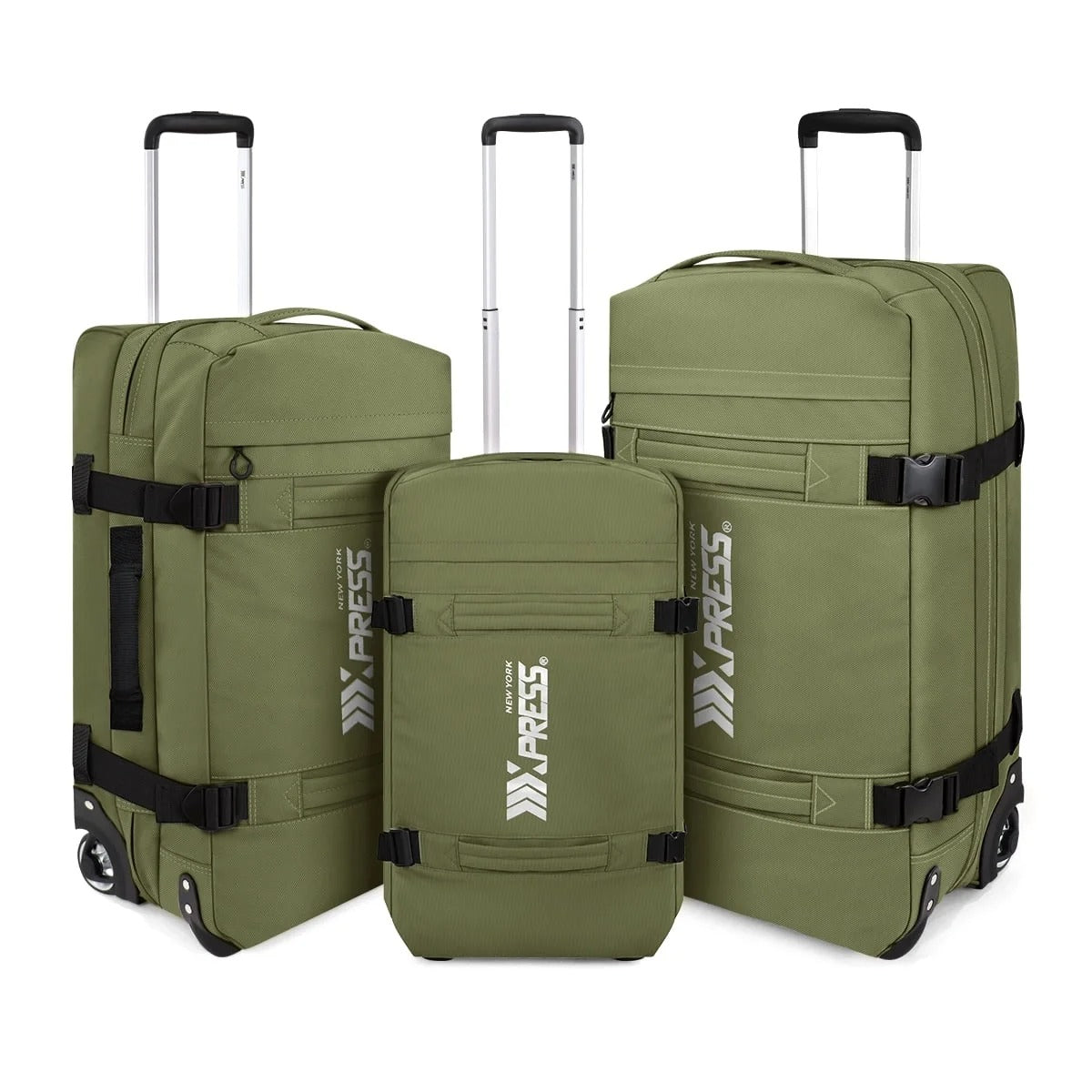 NEW YORK XPRESS 3PCS Soft side Roller Luggage Set, Waterproof Rolling Suitcase, Wheeled Travel Duffel Luggage for All Trip & Adventure,20in+26in+30in