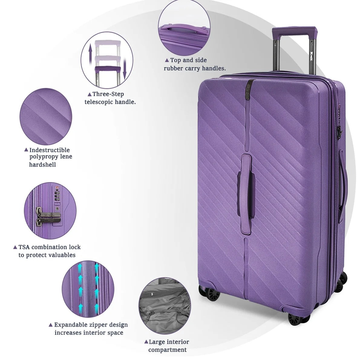 NEW YORK XPRESS 3 Piece Luggage Sets with Spinner Wheels, PP Hardshell Expandable Luggage with TSA Lock, Hardside Lightweight Suitcase Set-20" Carry on Luggage,26"Checked Luggage,30" Checked Luggage