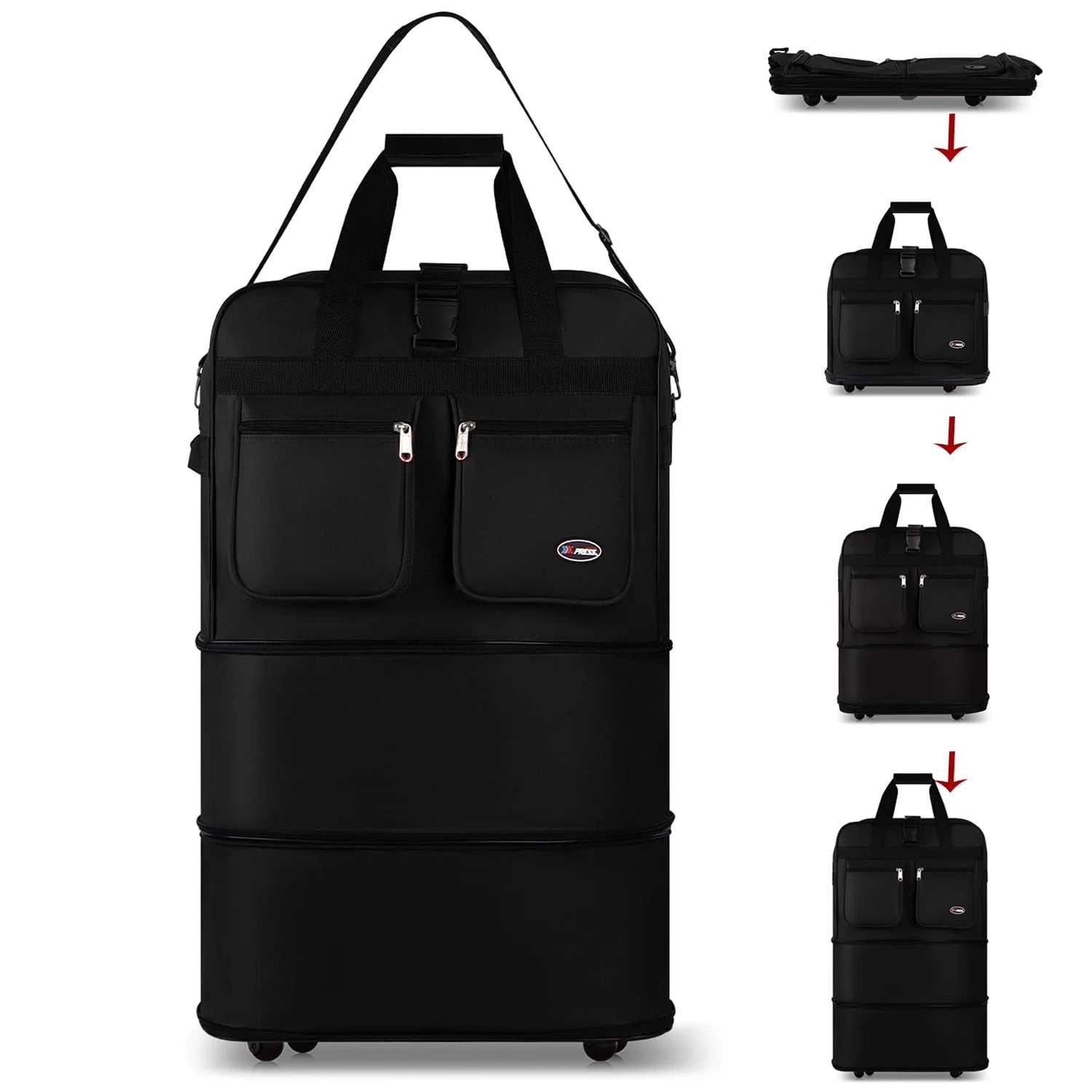 30" 36" 40" Expandable Foldable Luggage Bag with Universal Wheels and Grab Handle,3-Layer Collapsible Large Travel Rolling Suitcase Bag for Home Storage Moving Travel