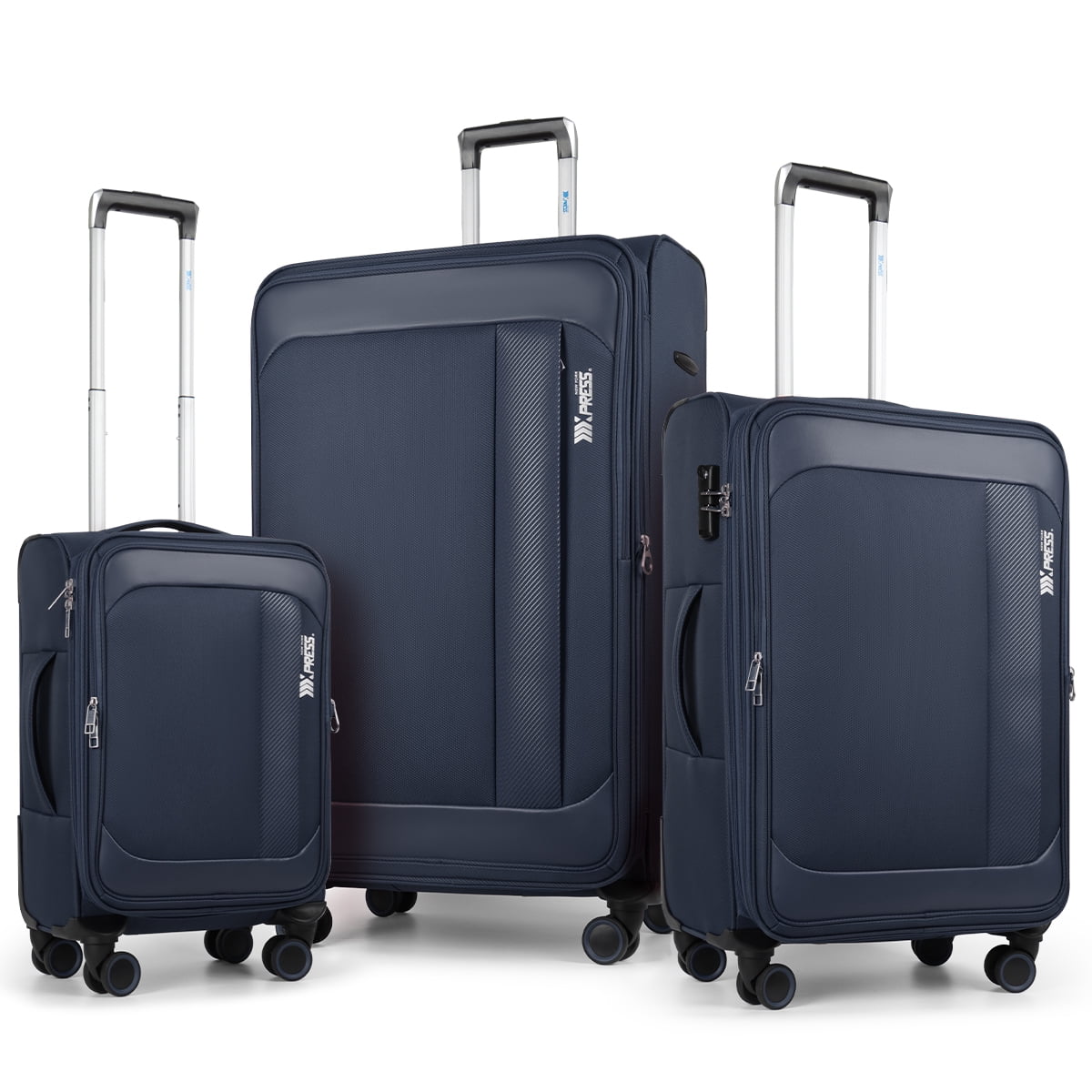NEW YORK XPRESS 3PCS Soft side Luggage Sets Expandable Luggage with TSA Lock, Lightweight Spinning Wheels Suitcase Set(20/26/30) Trolley Bags for Travel, Going Abroad, Family Trips