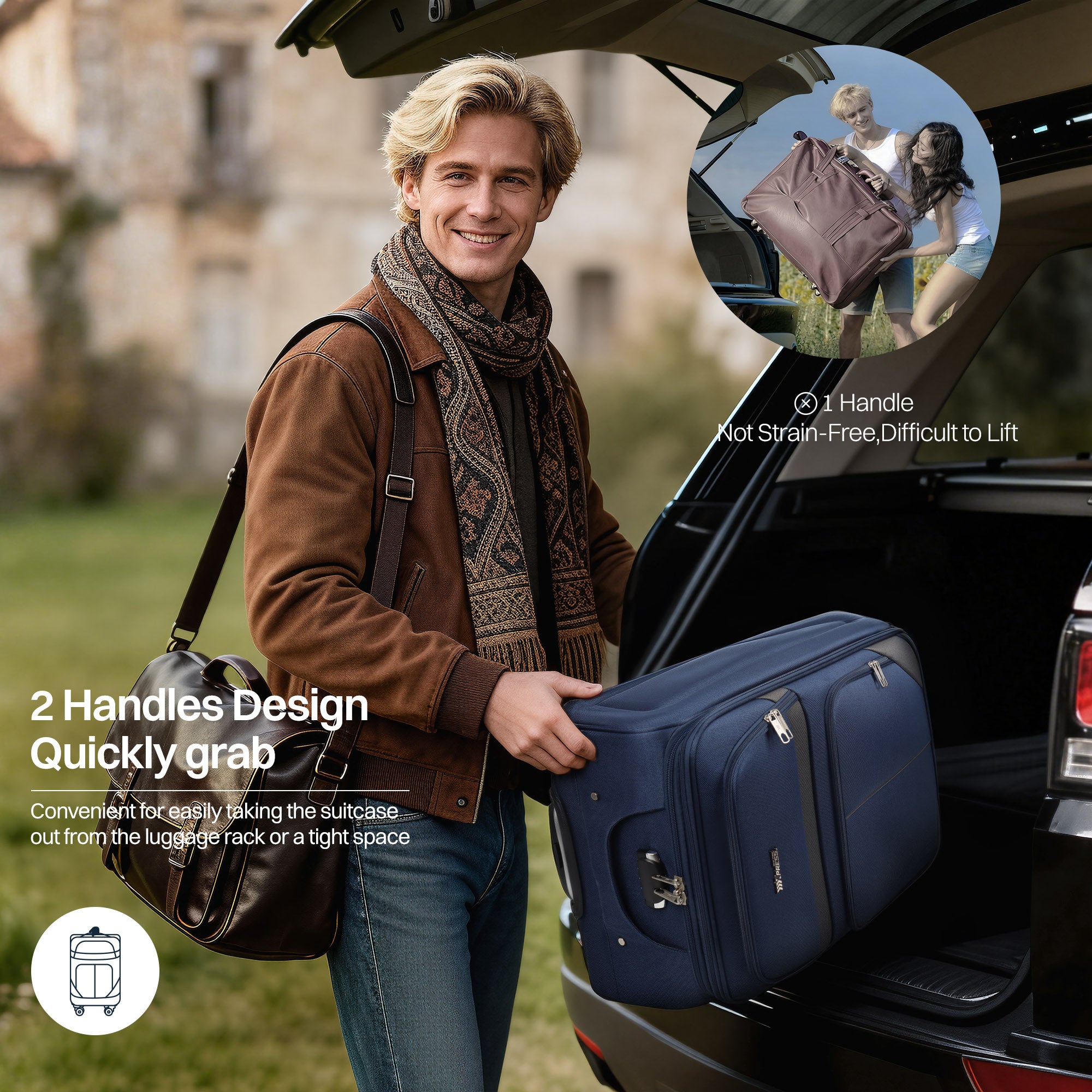 NEW YORK XPRESS Luggage WD-8815,Softside 20in/24in/28in/32in Suitcase,Expandable Luggage,w/Spinner Wheels w/LOCK