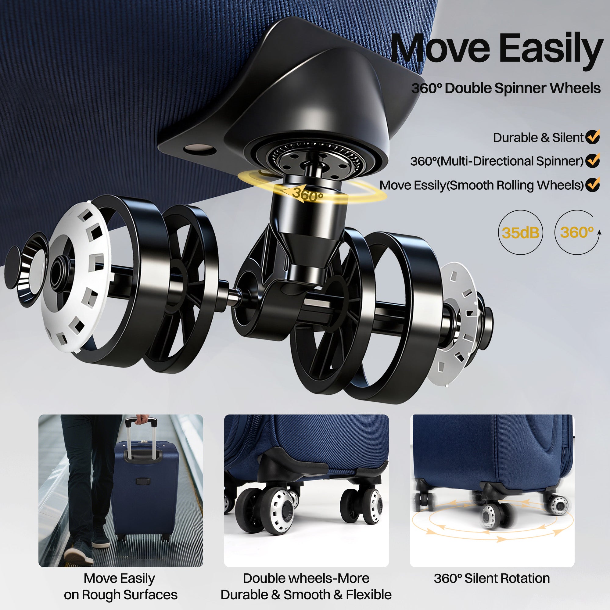 NEW YORK XPRESS Luggage WD-8815,Softside 20in/24in/28in/32in Suitcase,Expandable Luggage,w/Spinner Wheels w/LOCK