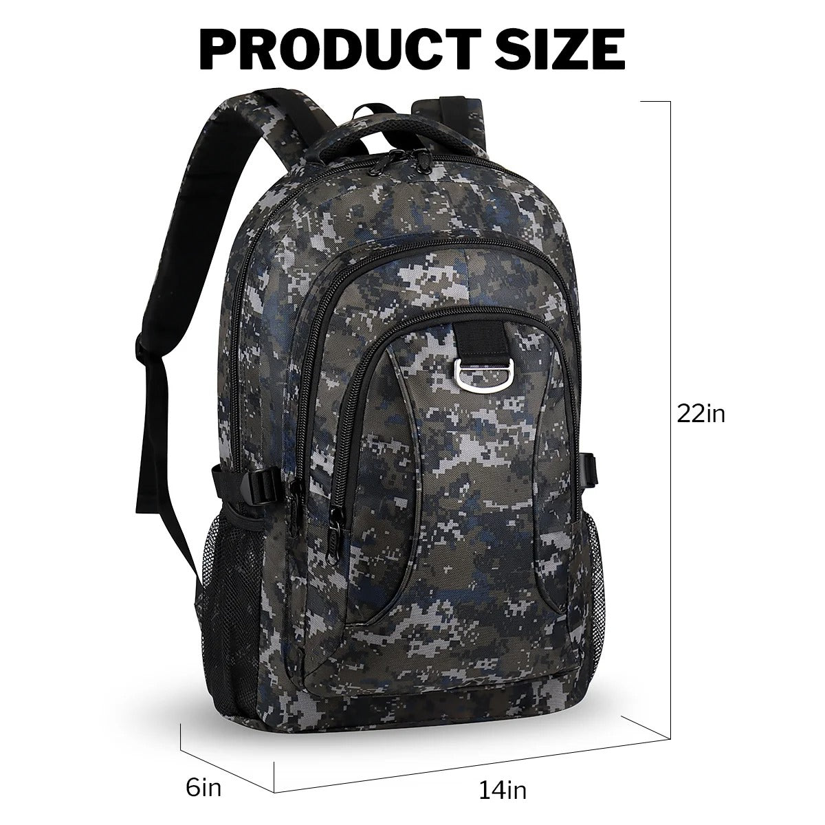 NEW YORK XPRESS Large Camo Backpacks for Men & Women,Waterproof Travel Backpack with Water Bottle Holder ,30L Lightweight Hiking Backpack for Daily Work School Outdoor