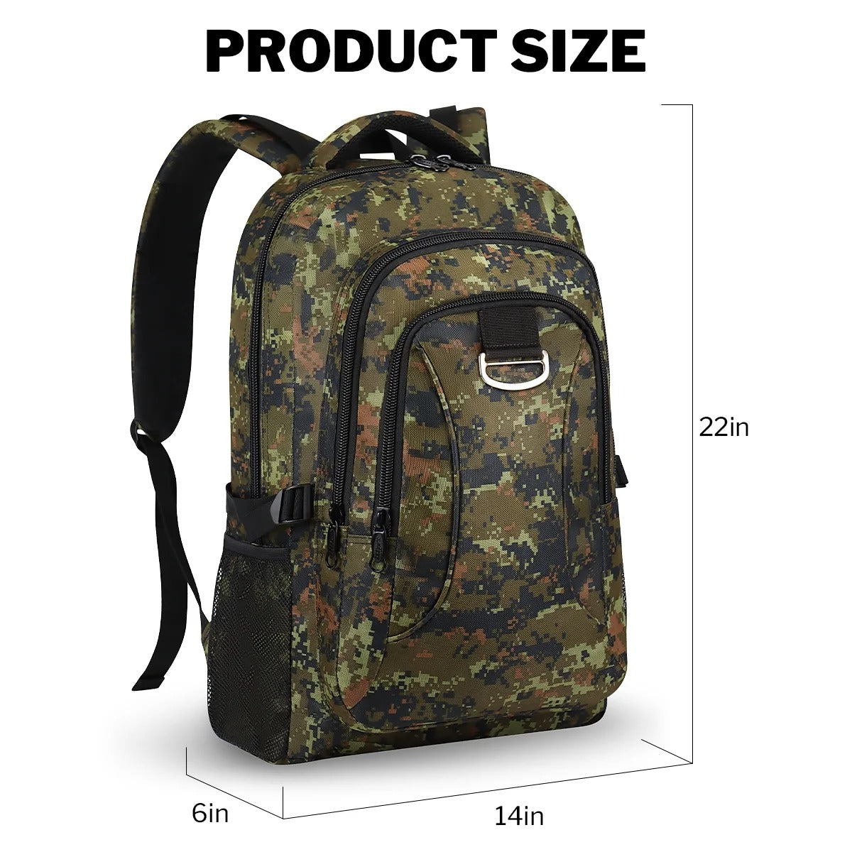 NEW YORK XPRESS Large Camo Backpacks for Men & Women,Waterproof Travel Backpack with Water Bottle Holder ,30L Lightweight Hiking Backpack for Daily Work School Outdoor