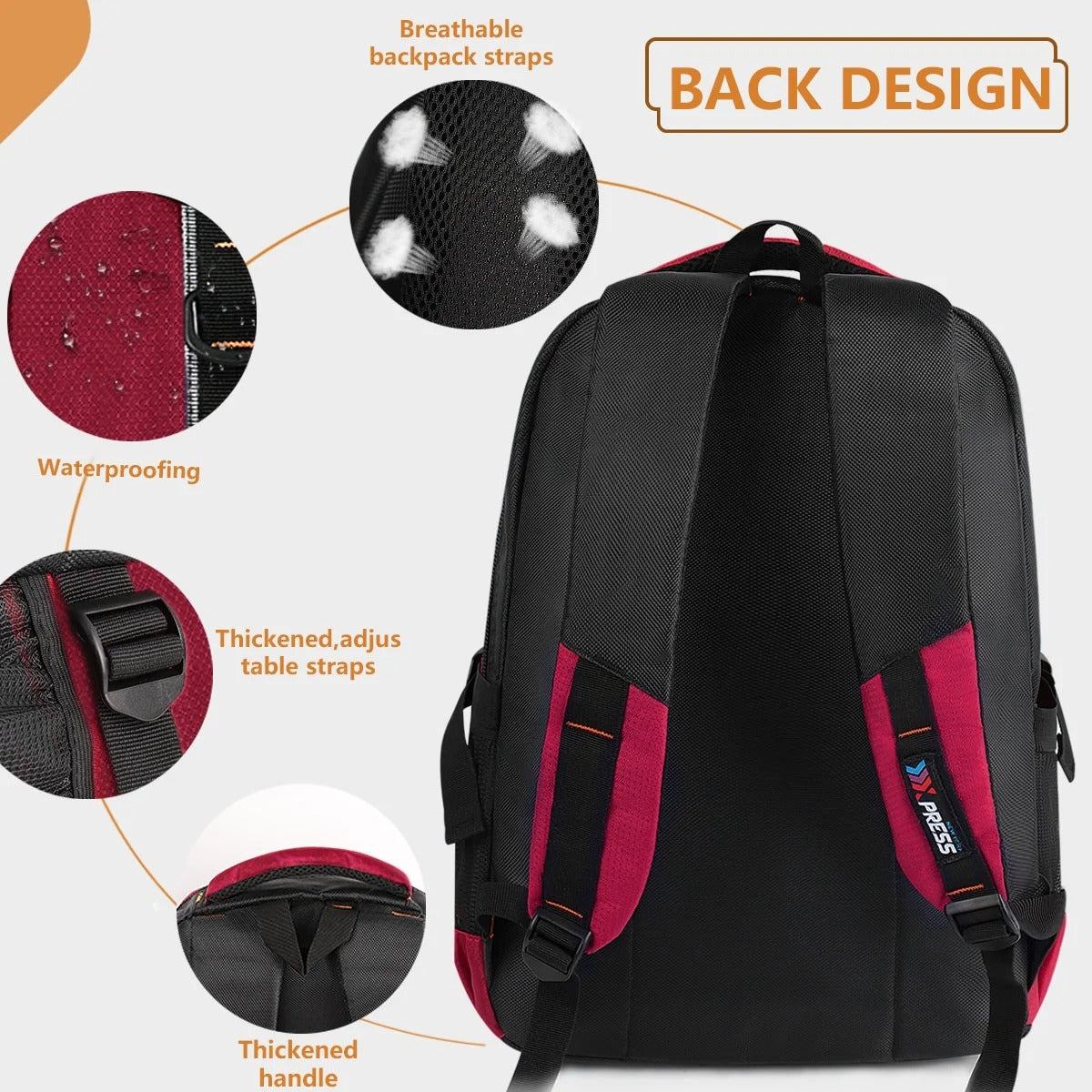 NEW YORK XPRESS Travel Backpack for Men Women, Lightweight Waterproof Multifunctional Daypack Backpack with Multiple Pockets for Daily Work Camping Hiking