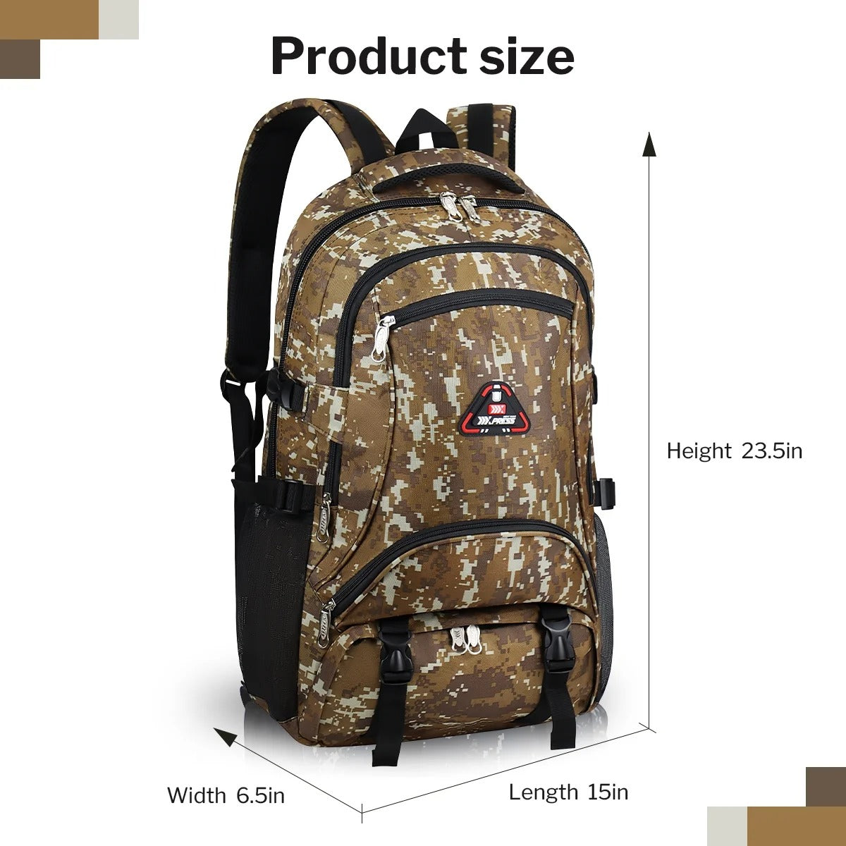 NEW YORK XPRESS 40L Camping Hiking Backpack for Men Women,Large Water-Resistant Camo Backpack with Adjustable Strap & Waist Buckle,Lightweight Carry on Travel Backpack Flight Approved