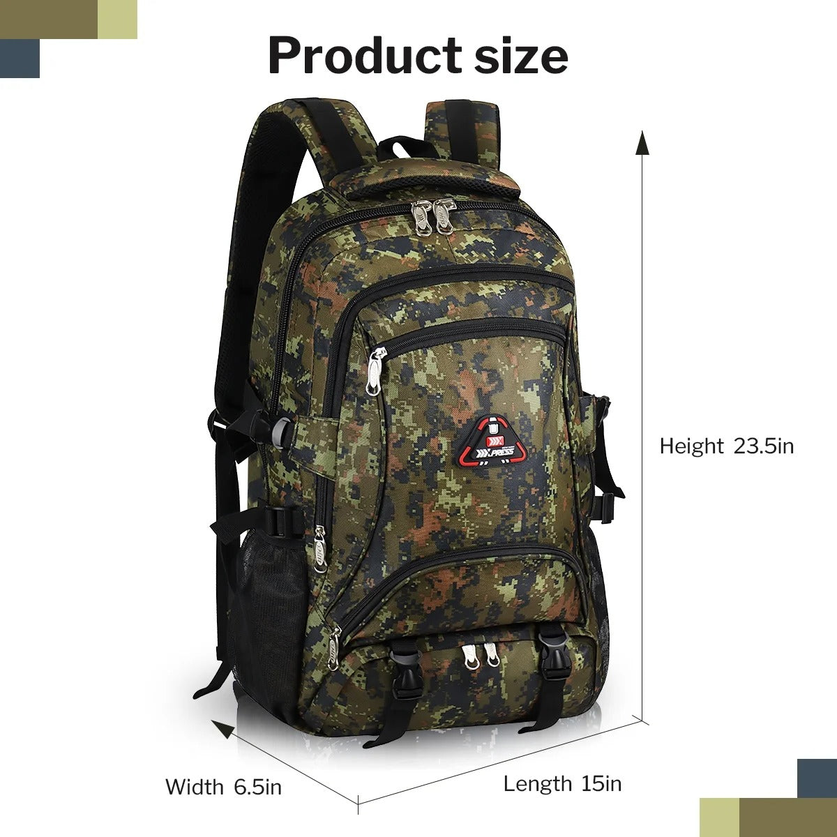 NEW YORK XPRESS 40L Camping Hiking Backpack for Men Women,Large Water-Resistant Camo Backpack with Adjustable Strap & Waist Buckle,Lightweight Carry on Travel Backpack Flight Approved