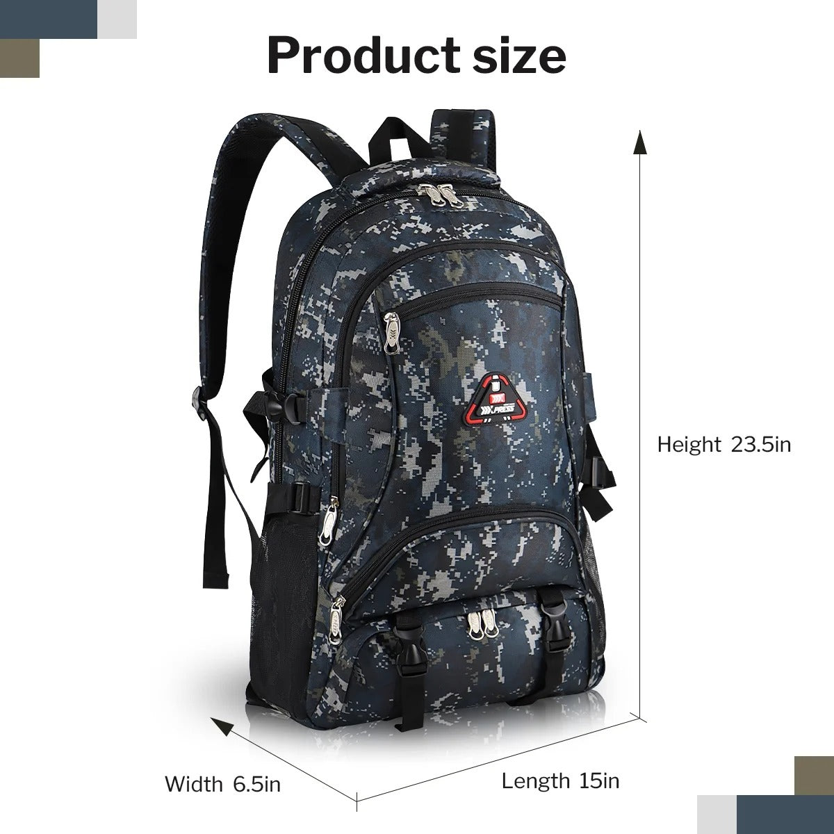 NEW YORK XPRESS 40L Camping Hiking Backpack for Men Women,Large Water-Resistant Camo Backpack with Adjustable Strap & Waist Buckle,Lightweight Carry on Travel Backpack Flight Approved