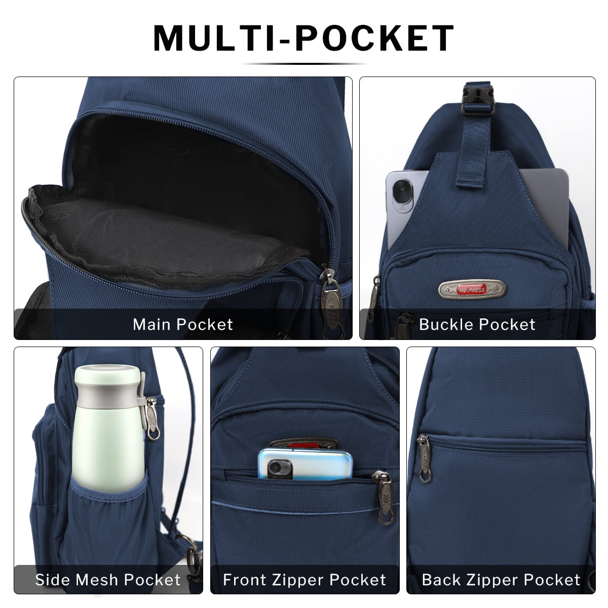 NEW YORK XPRESS BP-8610 Sling Bags, Waterproof Crossbody Single  or Double Shoulder 16"