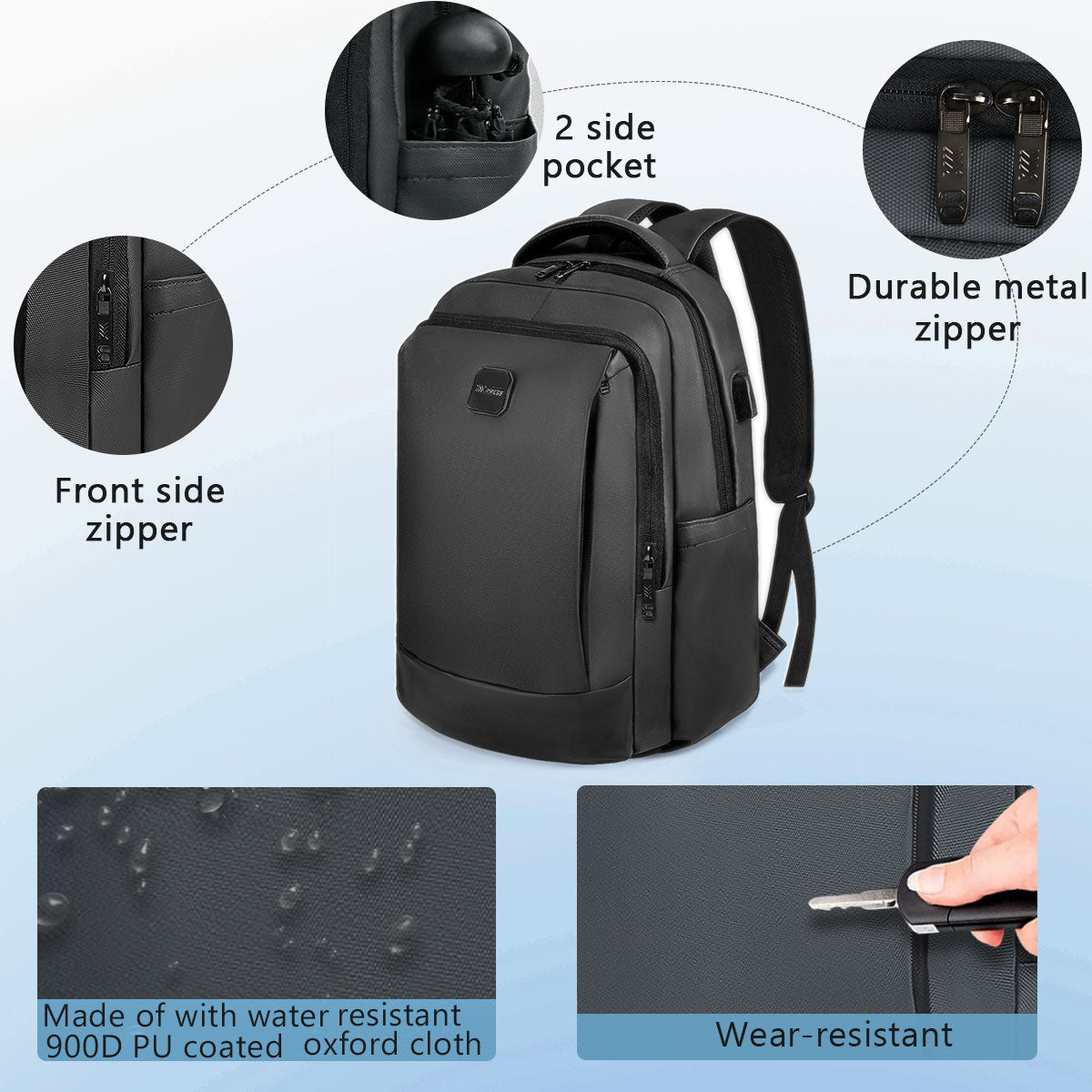 NEW YORK XPRESS Travel Backpack, Waterproof Laptop Backpack With USB Charger Port, 18inch College Computer Backpack Carry On Business Backpack for Men & Women