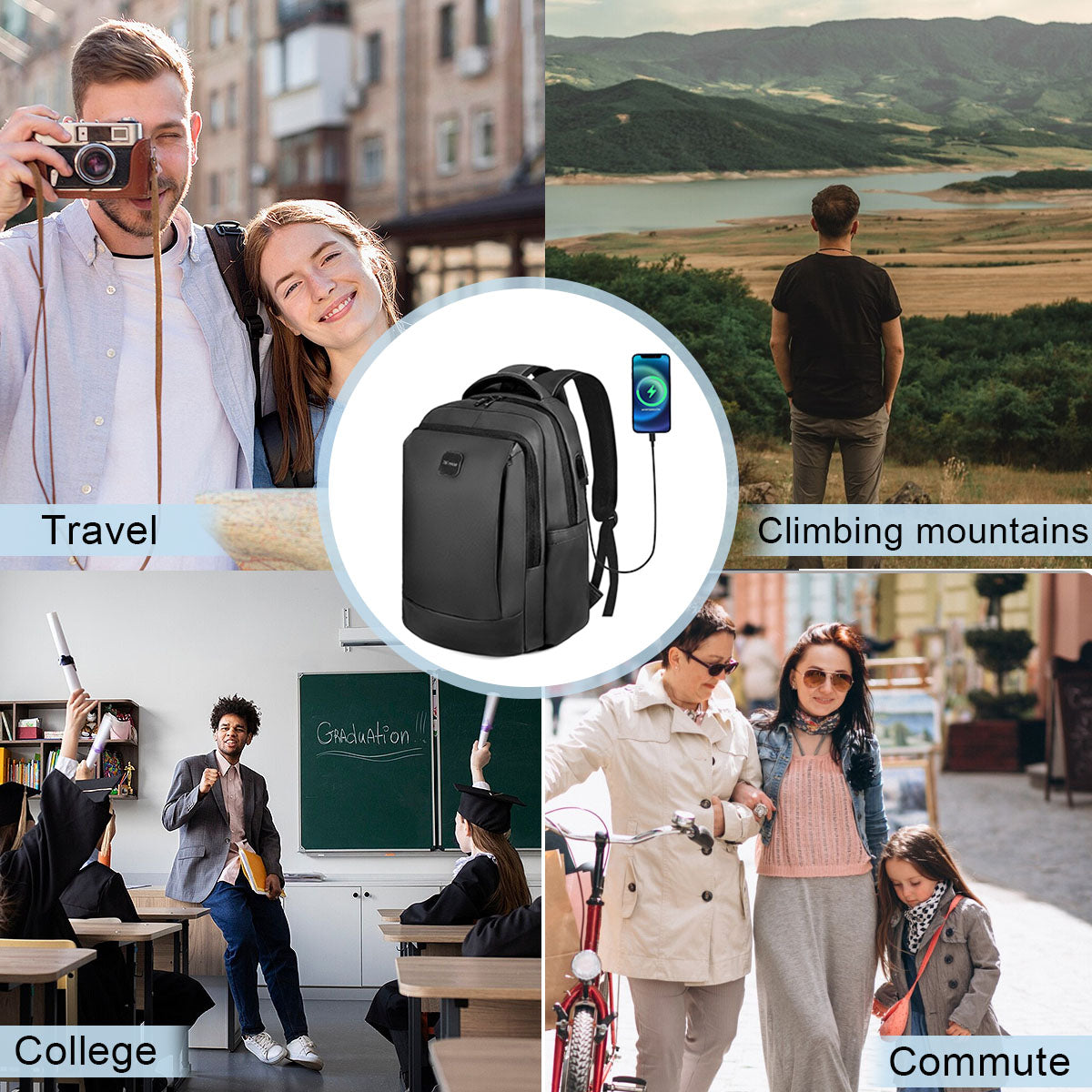 NEW YORK XPRESS Travel Backpack, Waterproof Laptop Backpack With USB Charger Port, 18inch College Computer Backpack Carry On Business Backpack for Men & Women