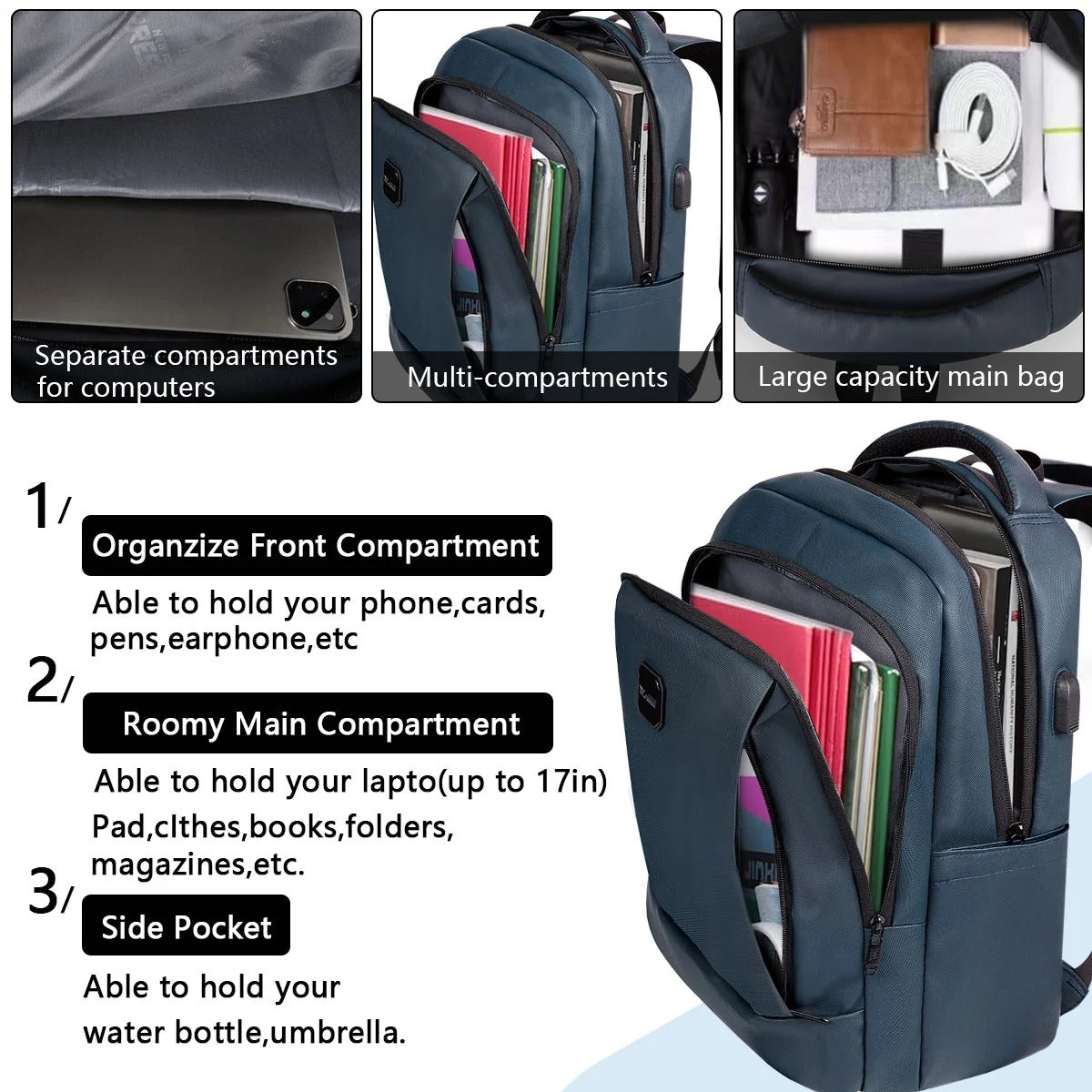 NEW YORK XPRESS Travel Backpack, Waterproof Laptop Backpack With USB Charger Port, 18inch College Computer Backpack Carry On Business Backpack for Men & Women