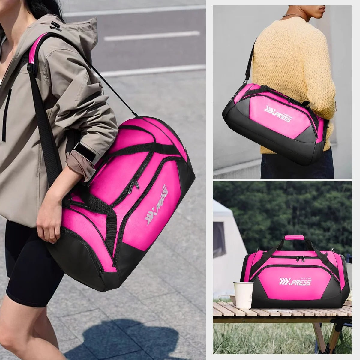 NEW YORK XPRESS LX-238 Gym Duffel Bag, Shoe Compartment, Adjustable Strap