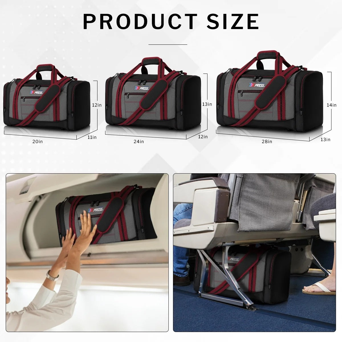 20" Travel Duffel Bags for Women Men,45L Foldable Sports Gym Bag with Adjustable Strap,Lightweight & Tear Resistant Weekender Overnight Bag for Yoga Beach Short Trip