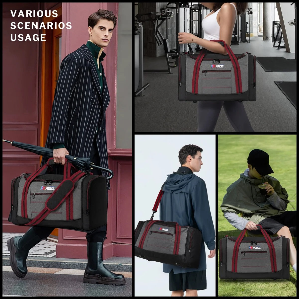 20" Travel Duffel Bags for Women Men,45L Foldable Sports Gym Bag with Adjustable Strap,Lightweight & Tear Resistant Weekender Overnight Bag for Yoga Beach Short Trip