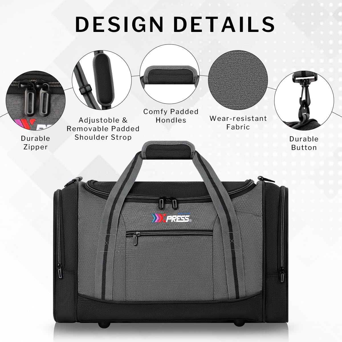 20" Travel Duffel Bags for Women Men,45L Foldable Sports Gym Bag with Adjustable Strap,Lightweight & Tear Resistant Weekender Overnight Bag for Yoga Beach Short Trip