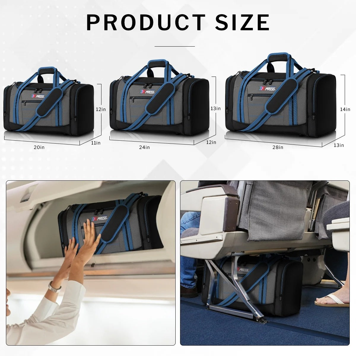 20" Travel Duffel Bags for Women Men,45L Foldable Sports Gym Bag with Adjustable Strap,Lightweight & Tear Resistant Weekender Overnight Bag for Yoga Beach Short Trip