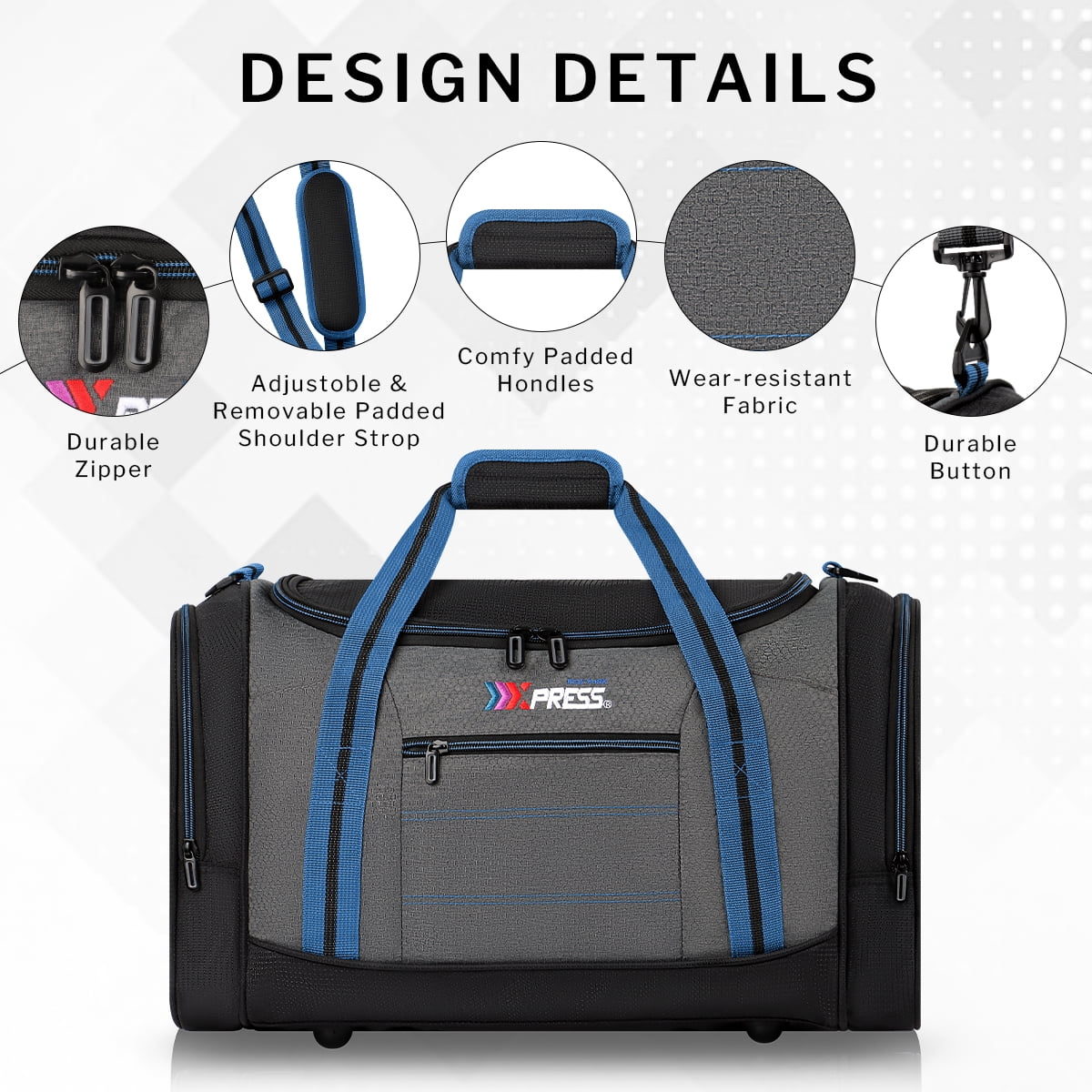 20" Travel Duffel Bags for Women Men,45L Foldable Sports Gym Bag with Adjustable Strap,Lightweight & Tear Resistant Weekender Overnight Bag for Yoga Beach Short Trip
