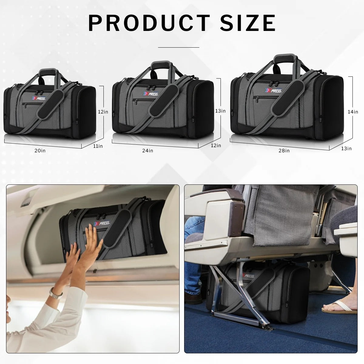 20" Travel Duffel Bags for Women Men,45L Foldable Sports Gym Bag with Adjustable Strap,Lightweight & Tear Resistant Weekender Overnight Bag for Yoga Beach Short Trip