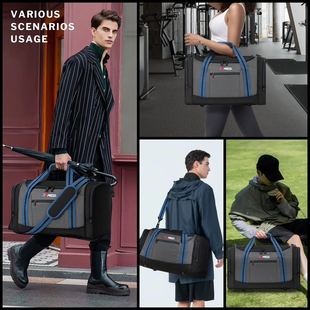 20" Travel Duffel Bags for Women Men,45L Foldable Sports Gym Bag with Adjustable Strap,Lightweight & Tear Resistant Weekender Overnight Bag for Yoga Beach Short Trip
